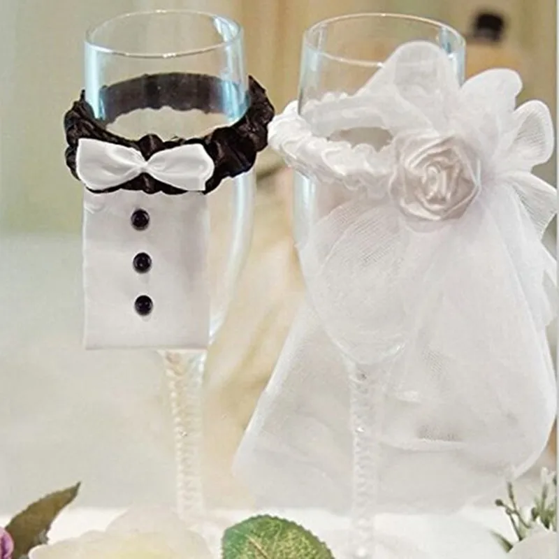 2Pcs/set Bride &amp Groom Decoration mariage Bridal Party Toasting Wine Glasses Beautiful Wedding 5BB5602 | Дом и сад