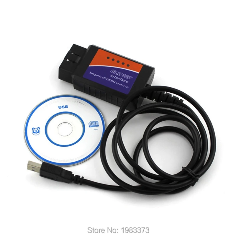 10 шт./лот OBDII ELM327 USB OBD2 ELM 327 V1.5 с чипом 25K80 диагностический интерфейс считыватель