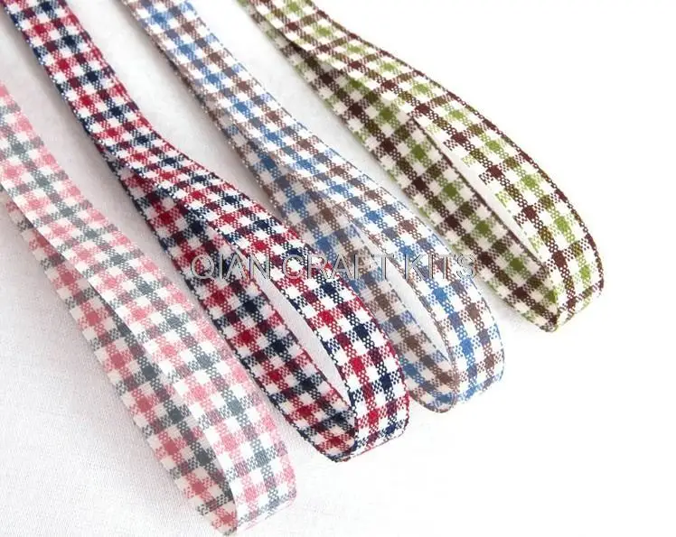 120 yards 10mm wide Gingham Ribbon, Check Ribbon, By the yard multiple colors mix set