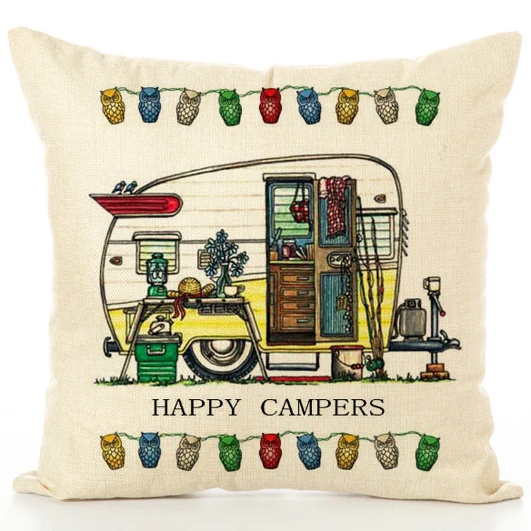 Happy Camper Чехлы для подушек несколько RV один принт дома гостиной диван украшения наволочки