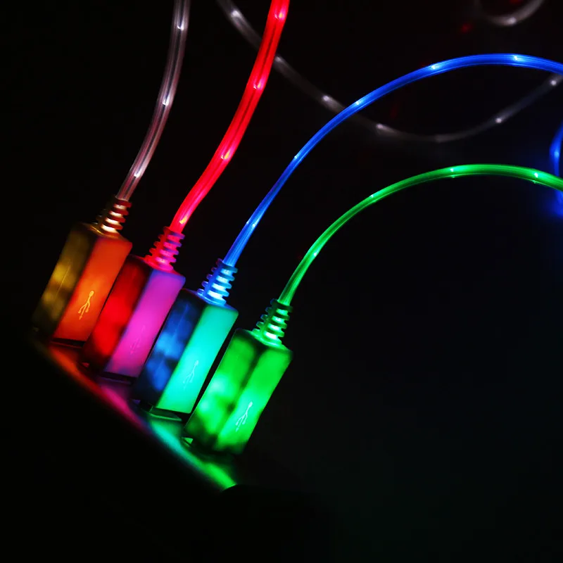 USB кабель Micro USB кабель светящийся светодиодный светящийся зарядный кабель синхронизировать мобильный телефон Android кабели samsung huawei Xiaomi htc LG