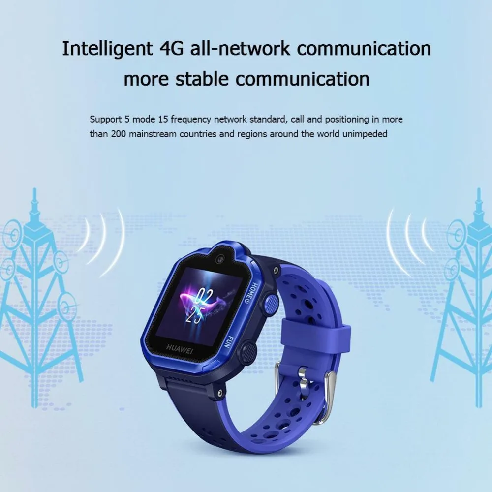 HUAWEI Детские умные часы 3 Pro 4G LTE WiFi, синяя камера 5 м, 1,4 дюймов, цветной сенсорный дисплей, Android IOS, SOS, голосовой помощник