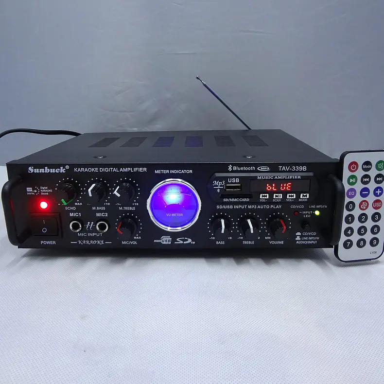 Домашний усилитель ktv 200 Вт 220 В Hi Fi с двойным микрофоном/картой/FM усилителем|fm