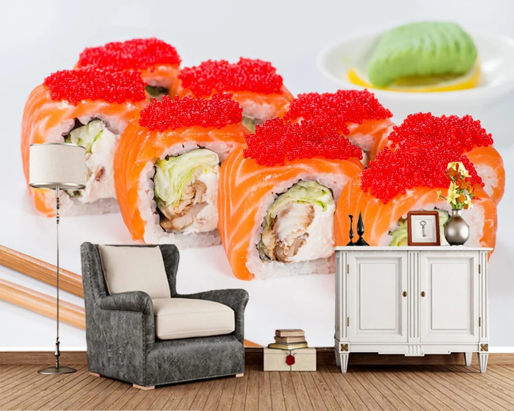 Papel де parede Sea Еда s суши Икра фото обои Гостиная столовой чехлы для кухни ресторан