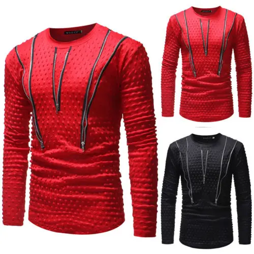 Модные Для мужчин Slim Fit с длинным рукавом и круглым вырезом облегающая футболка