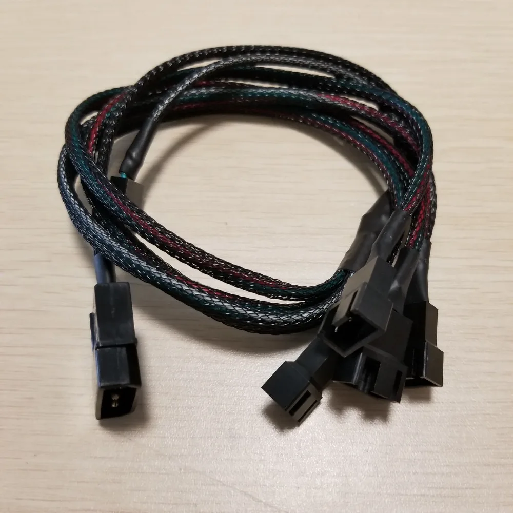 50PCS/Lot PC 2Pin &amp IDE Molex to Cooling Fan 3x 3pin + 1x 4pin 12V Cooler Hub Splitter Power Socket PWM Cable 22AWG 50cm |