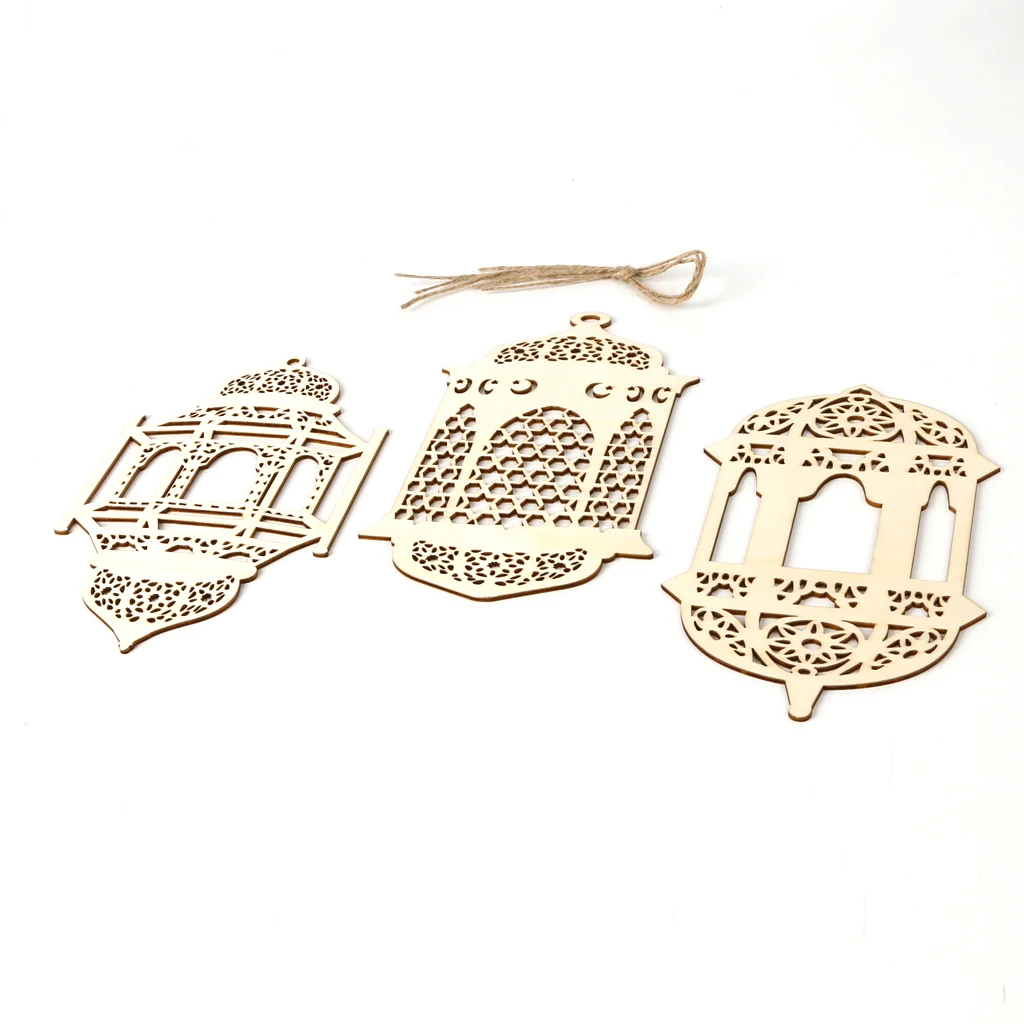 3 шт./компл. ислам ИД Рамадан Мубарак полые украшения Деревянный Золотой