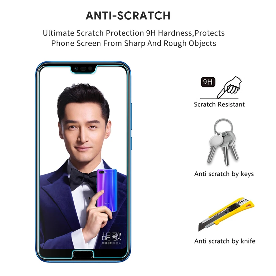 2 шт закаленное стекло для Huawei honor 10 на экран Защитная пленка телефона