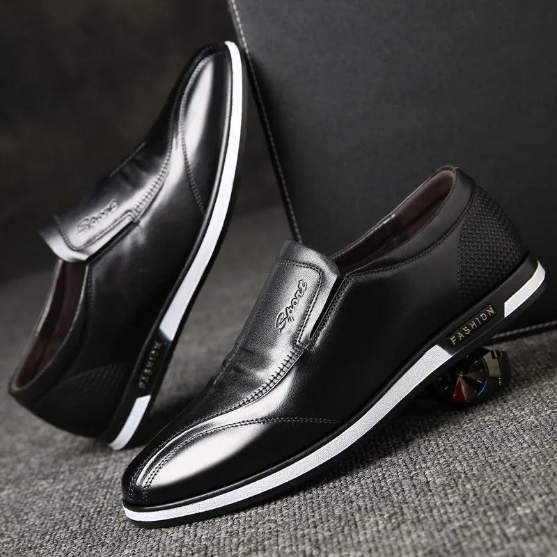 Мужские кожаные туфли известного бренда дышащие пригодные для носки