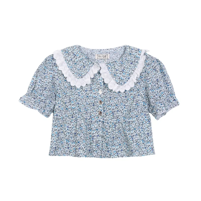 Женская блузка с цветочным принтом Sitruuna свободная винтажная в французском стиле