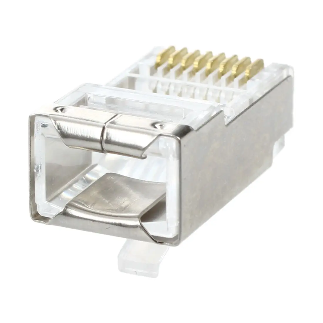 50 шт Серебряный тон экранированный RJ45 8P8C сетевой кабель CAT5 Концевая вилка Прямая