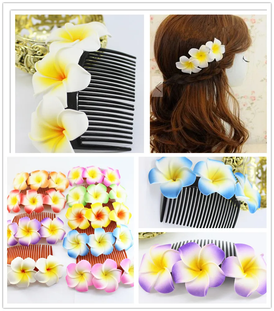 30 kinds of color you choose Fabulous Hawaii Plumeria flowers Foam  Frangipani Flower comb bridal hair clip