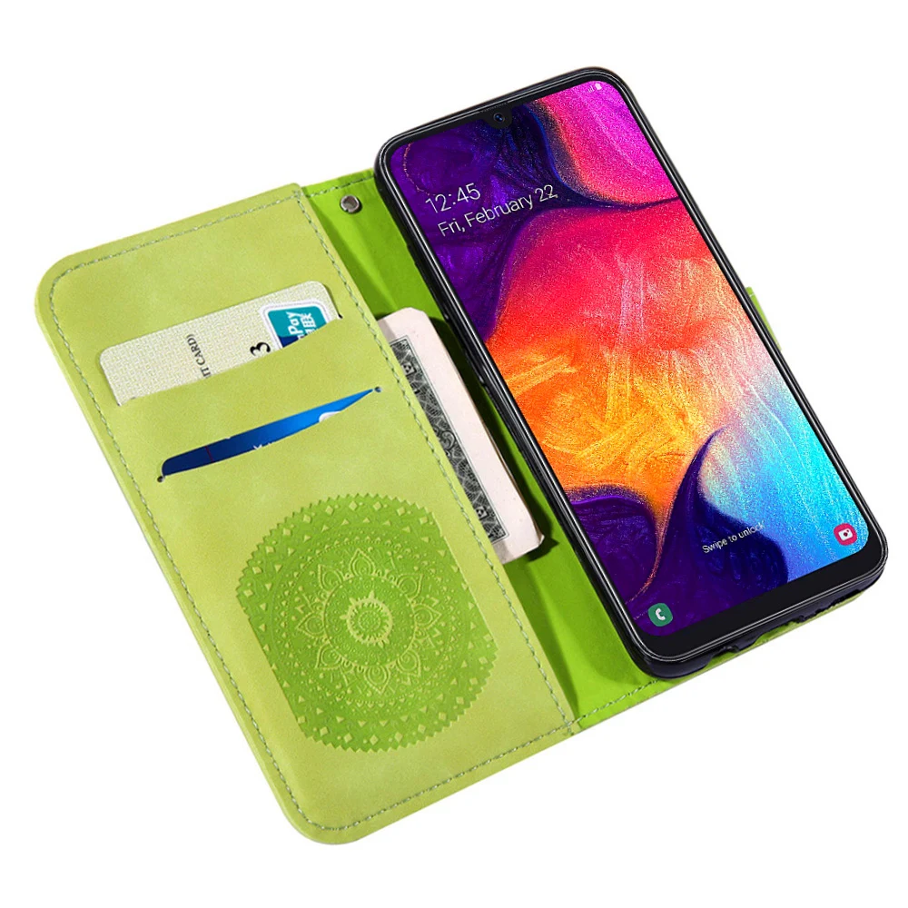 Кожаный флип-кошелек Datura с цветами для Samsung Galaxy A40 A50 A60 A70 / A3 A5 J3 J5 J7 2017 чехол