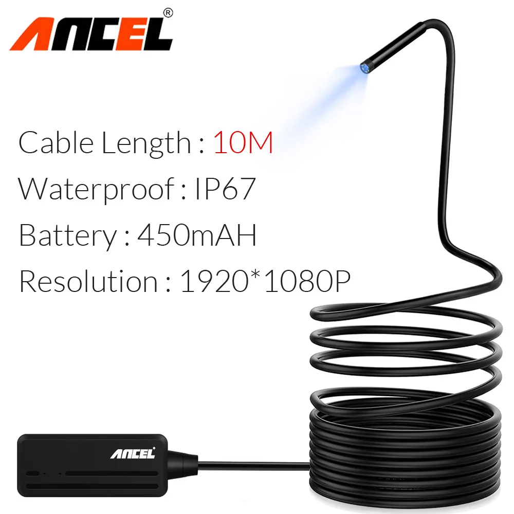 Ancel Endoscope WI-FI Бороскоп Инспекционная Камера 5.5 мм 1080 P Беспроводная Водонепроницаемая Камера Эндоскопа Для Android ПК IOS Ancel - Цвет: 10M Cable