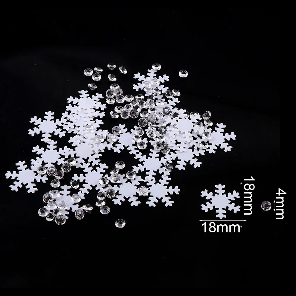 

18mm 15g White Color Christmas Snowflake 4mm Transparent Rhinestone Confetti Christmas Gift For Home Decoration