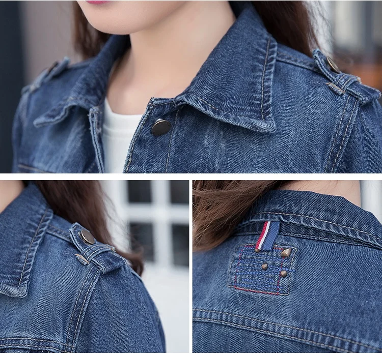 

2018 Spring and Autumn New Coat Fashion Short Slim Jeans Garment Embroidery Large Size Jacket jaqueta feminina casaco