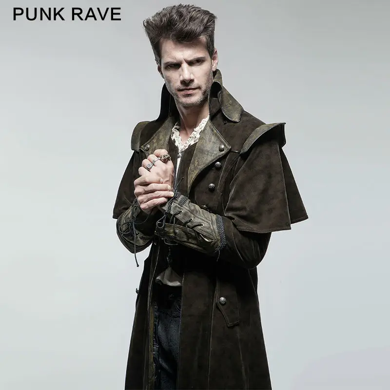 Мужская длинная куртка VTG Regency коричневое пальто в стиле стимпанк Y654|men coat|punk rave