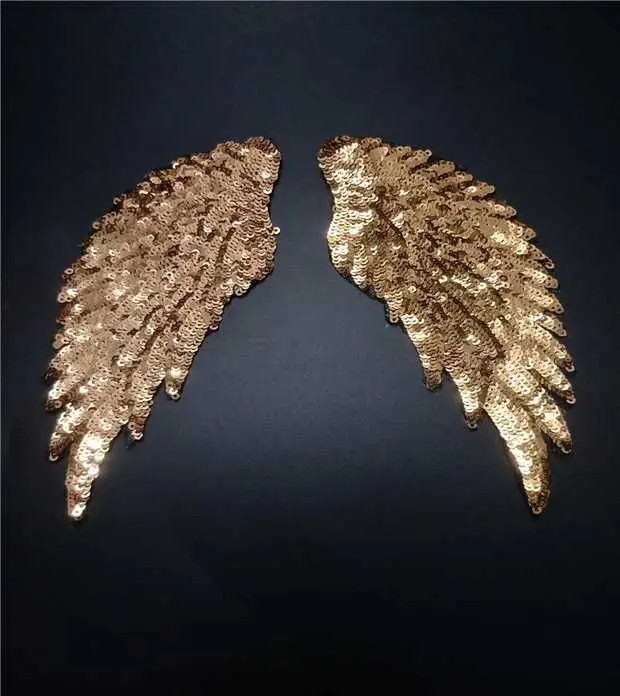 DD 2 пары блесток значок Wings ткань железо на патчи золото/серебро/красный/черный/синий вышивка аппликация DIY украшения блестки патч