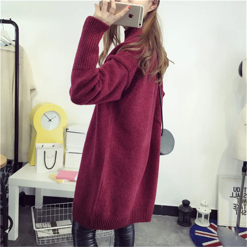 Houmooke 2017 Ladies Fashion Autumn Winter Casual Clothes For Women Sweater Turtleneck Pullover Dress Long | Женская одежда