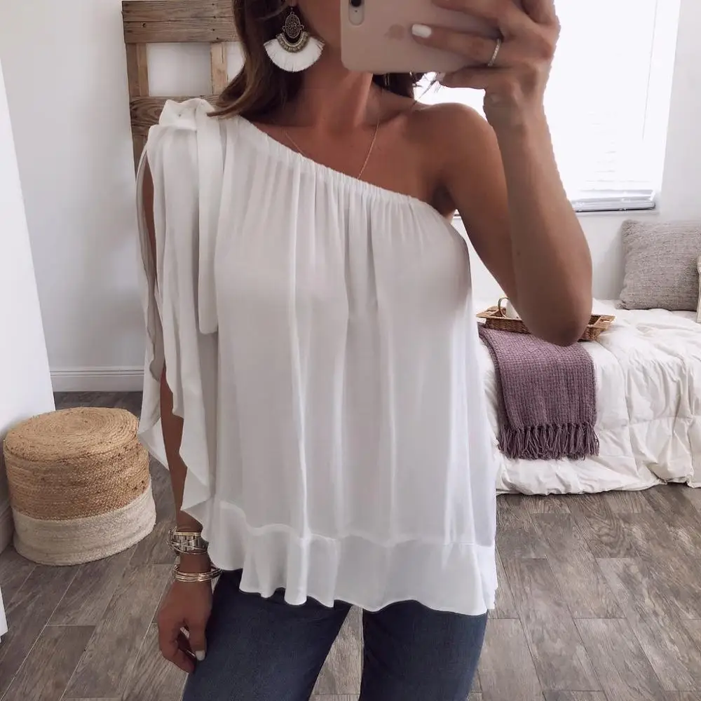 Женская шифоновая блузка с открытыми плечами большие размеры | одежда