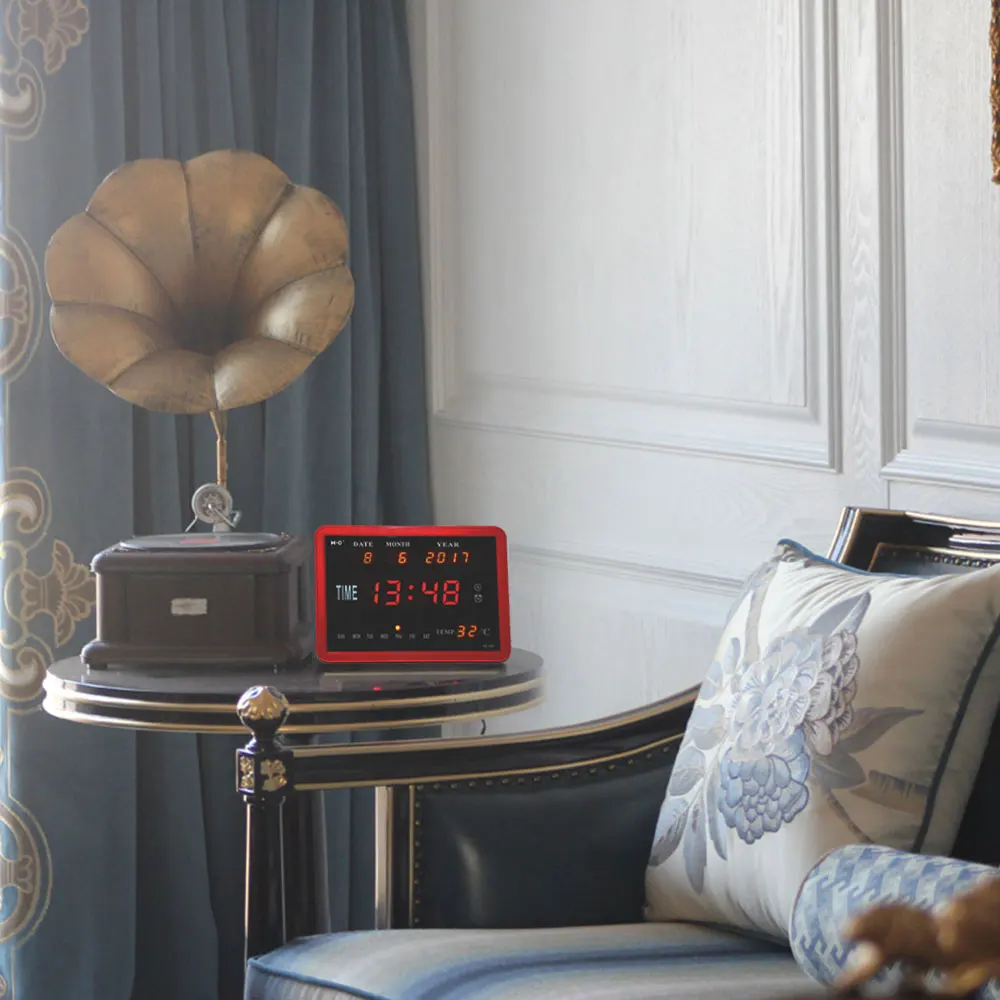 Экстра большой экран цифровой будильник День часы 8 опция календарь время недели