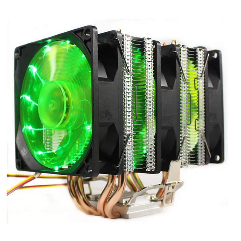 Зеленый 3PIN RGB светодиодный Процессор кулер 4-Heatpipe двойная башня 12V 9 см вентилятор охлаждения радиатора для LGA 1150/1151/1155/1156/775/1366 AMD - Цвет лезвия: Зеленый
