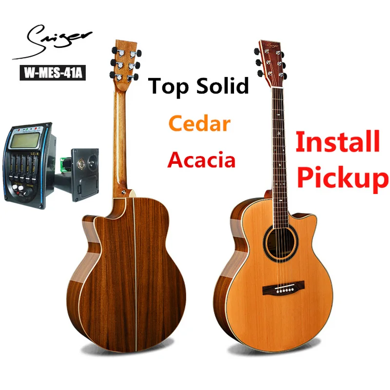 

Guitar Solid Cedar Acacia Electric Steel-String 40 Inches A-Body Guitarra 6 Strings Folk Pop Cutaway Guitars Install Pickup