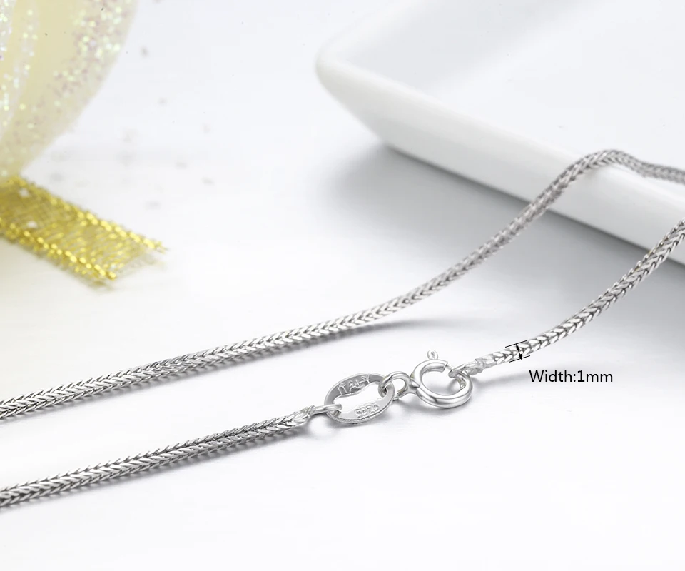 1mm40cm-80cm 925 пробы серебро Лисохвоста Chopin цепи Цепочки и ожерелья Для женщин девушек цепочка с надписью "Италия" kolye collane колье кеттинг