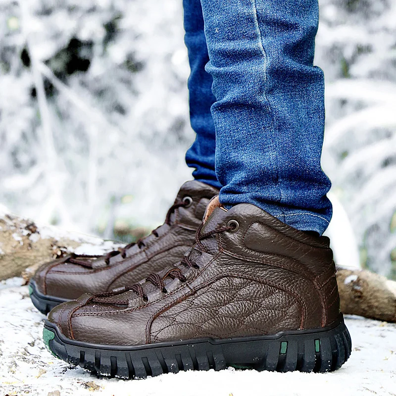 

GRAM EPOS Super Warm Winter Men Boots Genuine Leather Boots Men Winter Shoes Men Military Fur Boots For Men Shoes Zapatos Hombre