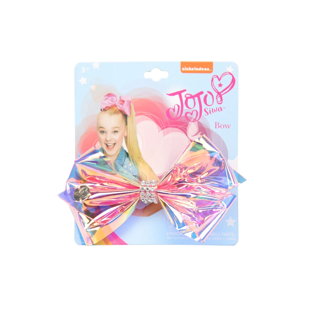 CN 5.5&quot Transparent Rainbow Jojo Bows With Rhinestone Hair For Girls Children Party Hairgrips Accessories Siwa |
