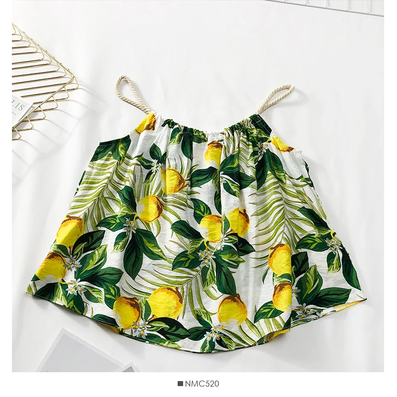 Женский свободный топ на тонких бретельках в тропическом стиле | Женская одежда