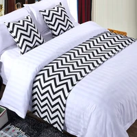 pastoral style nordic high grade bed flag mediterranean tablecloth black and white wave bed runner supplies 2019
