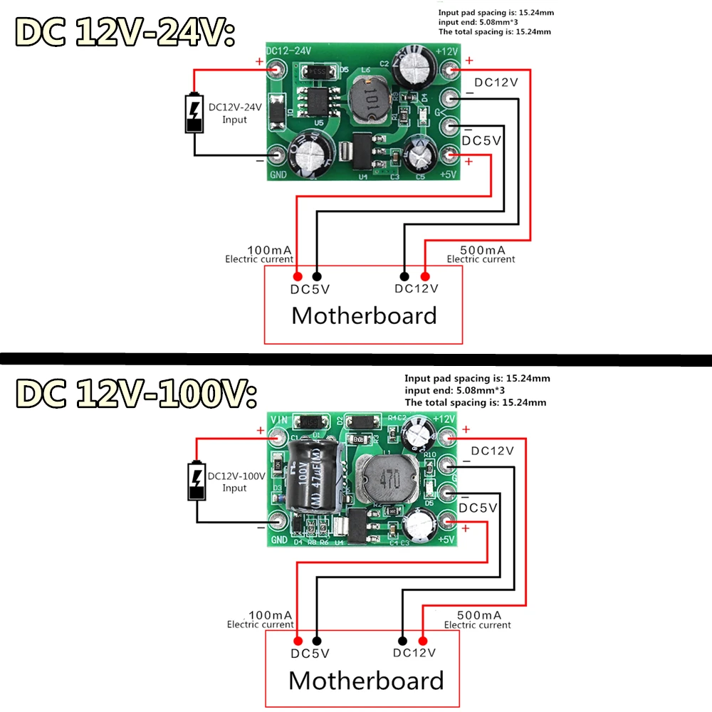 DC неизолированный вход 12V 24V /12V 100V импульсный источник питания выход 12 в a/5V a/12 1a/5