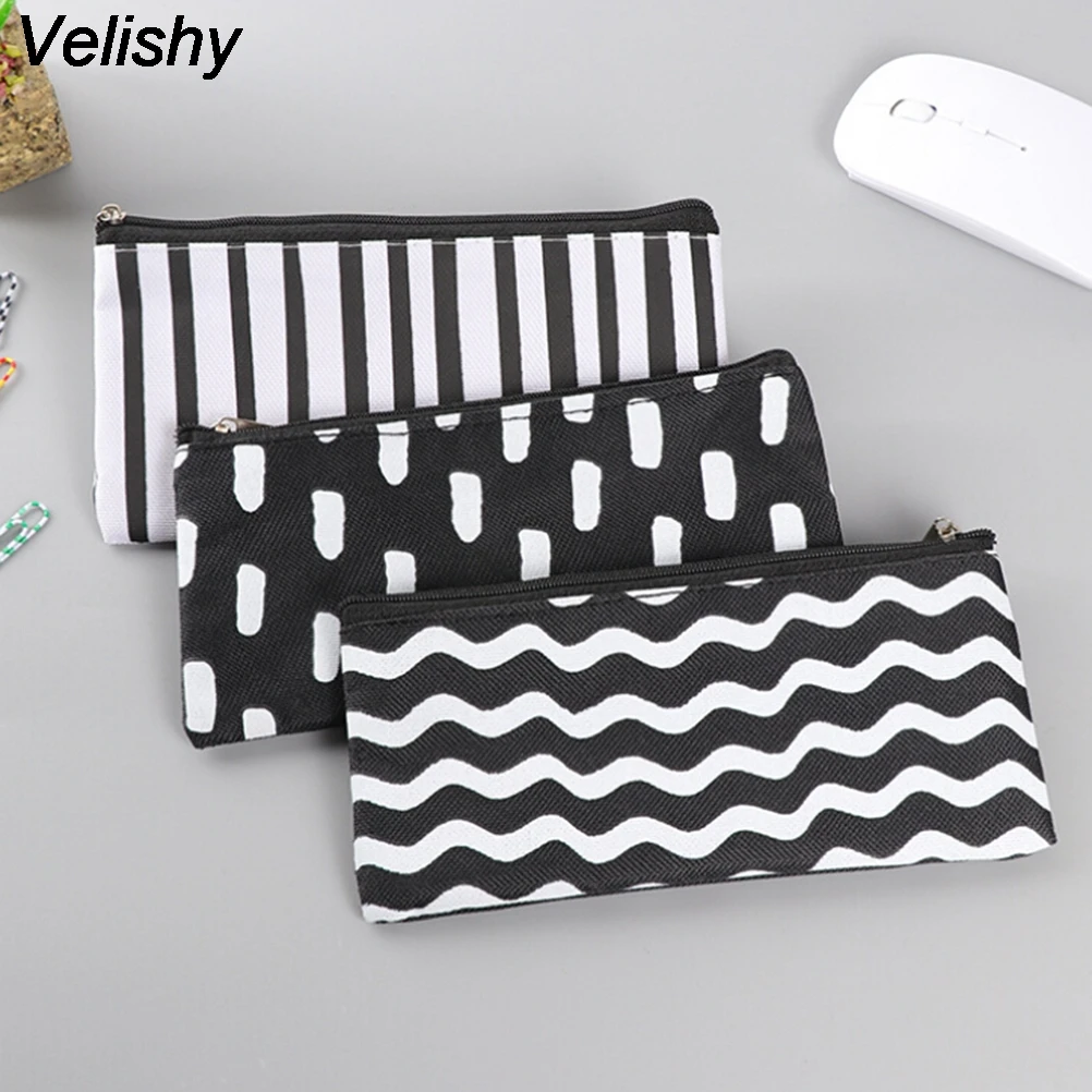 Velishy 1 шт. высокое качество черные и белые волнистые полоски холщовые