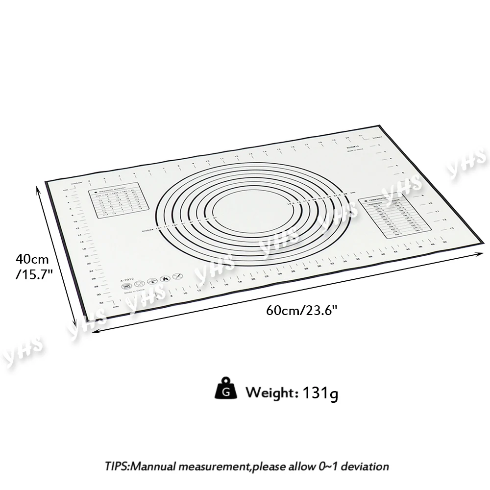 

Non-slip Silicone Pastry Mat Extra Large with Measurements for 40x60cm Silicone Baking Mat Counter Mat Dough Rolling Mat