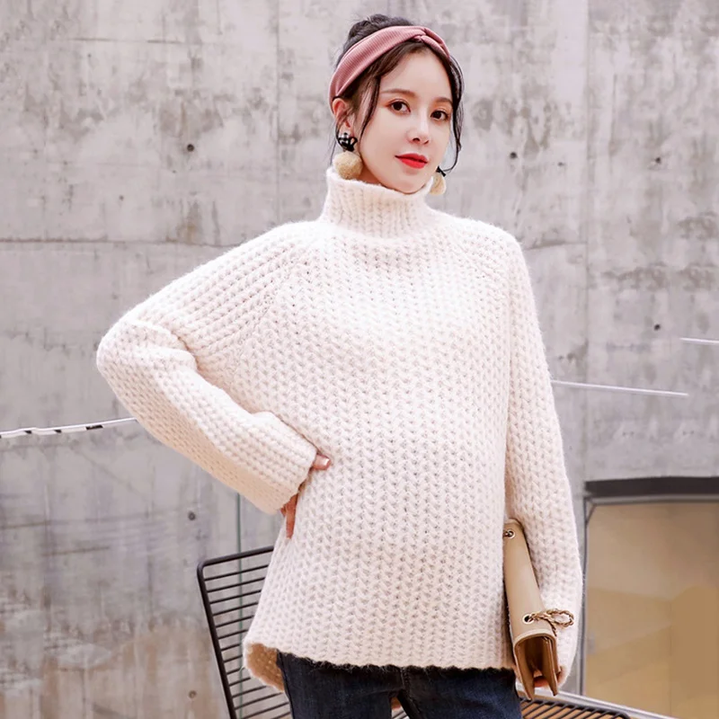 Модные женские вязаные свитера для беременных осень зима с длинным рукавом