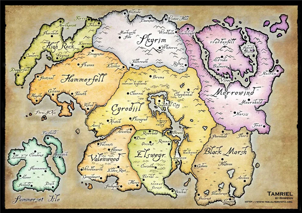 Цвет: желтый Эдер свиток Skyrim плакаты игры настенные наклейки с белым покрытием бумага печатает четкое изображение украшение дома гостиная спальня - Цвет: Цвет: желтый