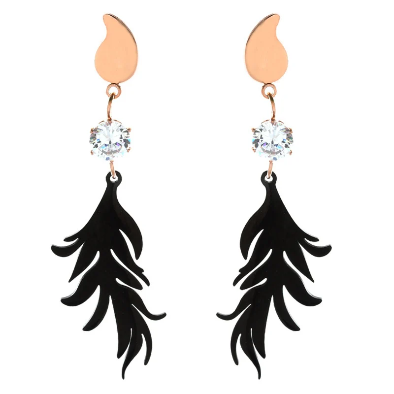 YUN RUO 2018 Новое поступление модные черные серьги-гвоздики с кисточкой из розового