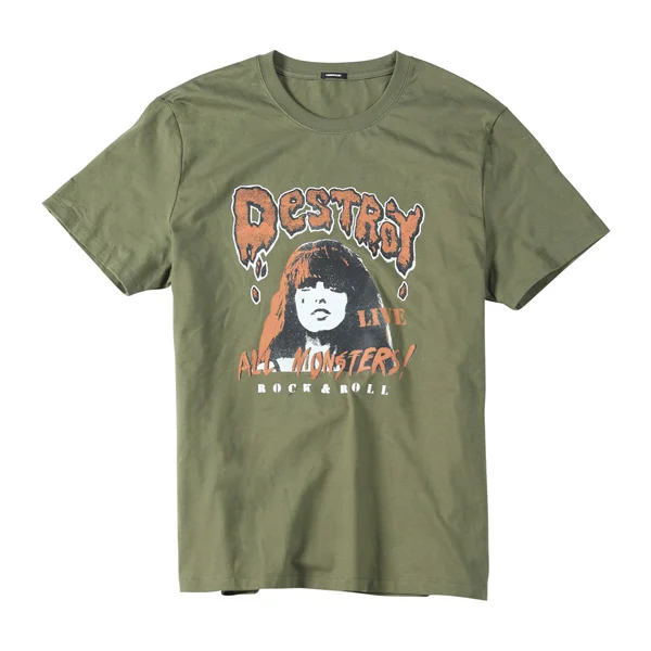 army green SIMWOOD летняя Новинка Хип-хоп модная футболка Мужская Уличная Футболка с принтом рок-н-ролл хлопковая Футболка Топ 190303 - Цвет: army green