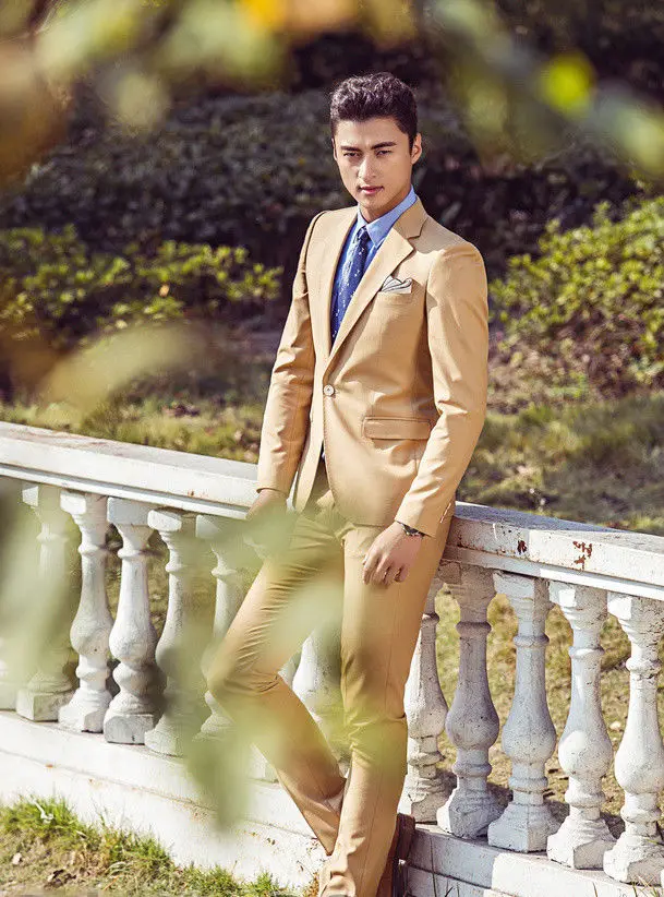 Мужские костюмы хаки Свадебные смокинги для жениха Bestmen модные мужские на заказ