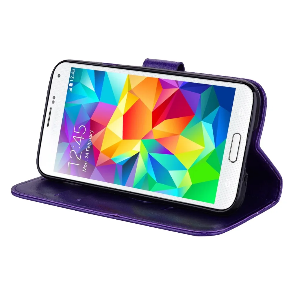 Кожаный чехол кошелек с откидной крышкой для SAMSUNG S5 3D принтом розы задняя крышка