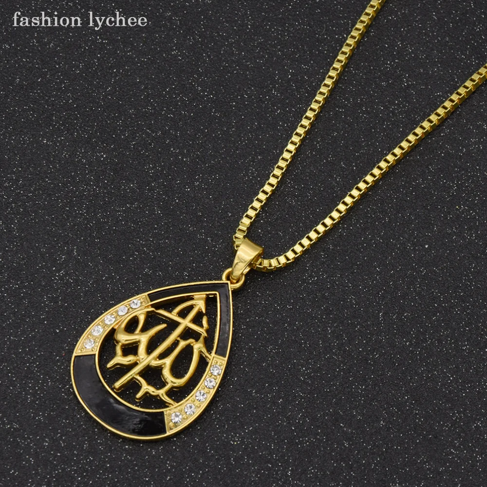 Модное ожерелье lychee в арабском мусульманском стиле с кристаллами из черного и