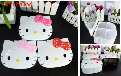 Новый Hello Kitty зеркальный ящик для косметики шкатулка ювелирных изделий с рисунком