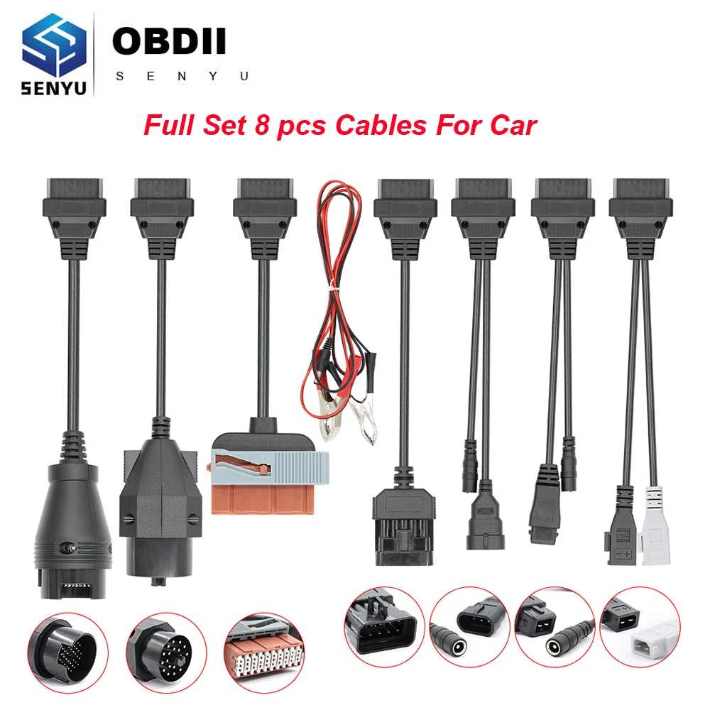 Полный комплект 8 удлинительных кабелей для автомобиля OBD OBD2 диагностический