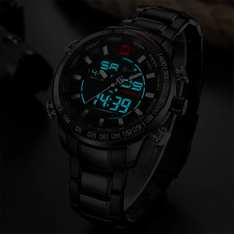 Часы NAVIFORCE мужские спортивные аналоговые водонепроницаемые со стальным