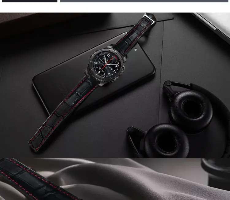 Ремешок для часов samsung Galaxy Watch из натуральной кожи ремешок для часов samsung gear S3 Sport gear S2 для huawei Watch