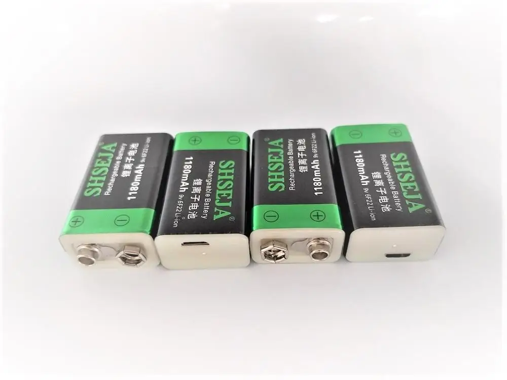 Литий ионный аккумулятор 9 В 100% USB 1180 мА/ч перезаряжаемая дымовая сигнализация