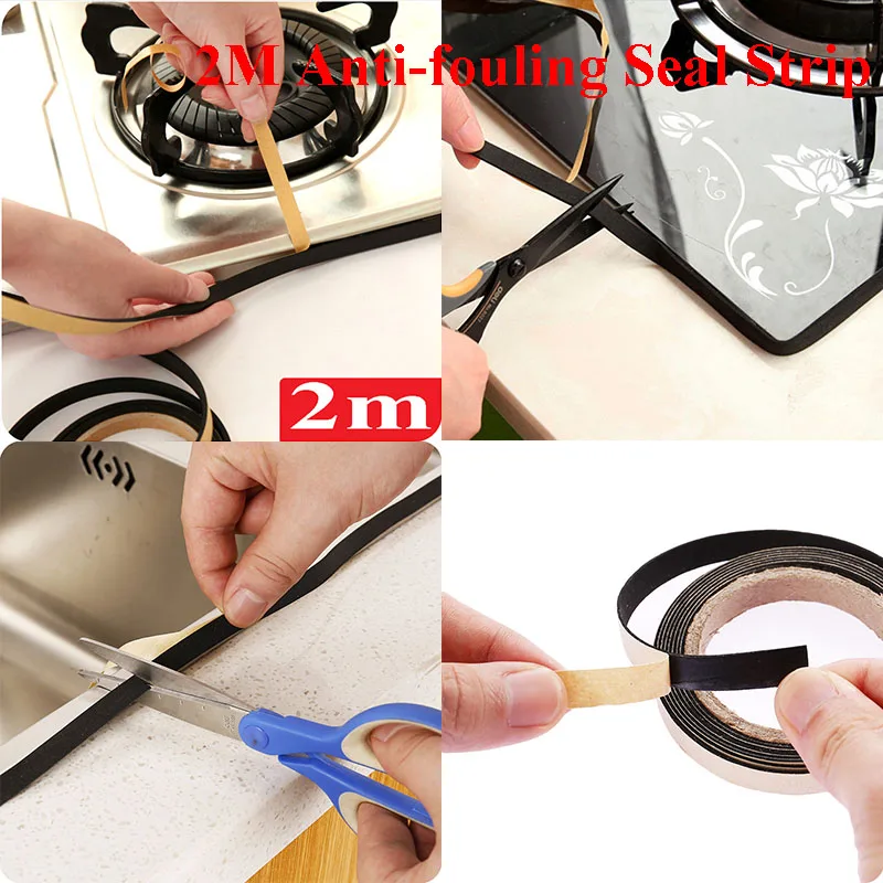 2m Seal Strip 1 шт. кухонные аксессуары инструменты мультяшная губка стеллаж для хранения тряпок с присоской домашняя отделка кухни принадлежности гаджет товары C - Цвет: 2m Seal Strip