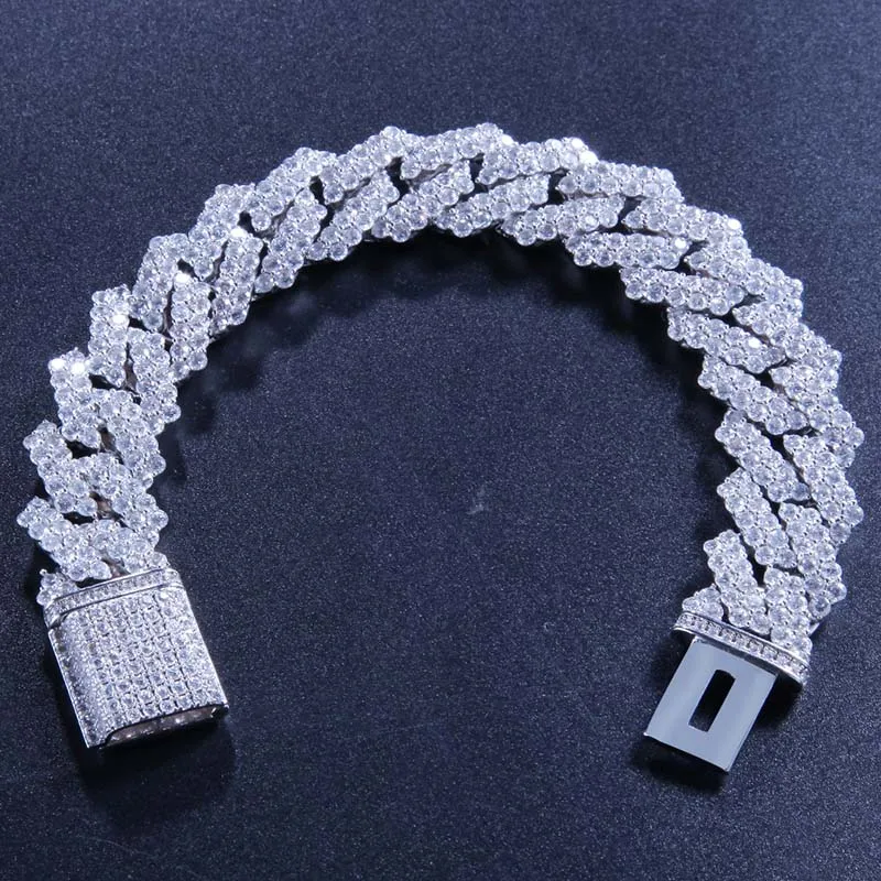 17*205 мм хип-хоп AAA CZ камень вымощенный Bling Iced Out кантри кубинская цепь браслет для мужчин рэппер ювелирные изделия Золото Серебро подарок