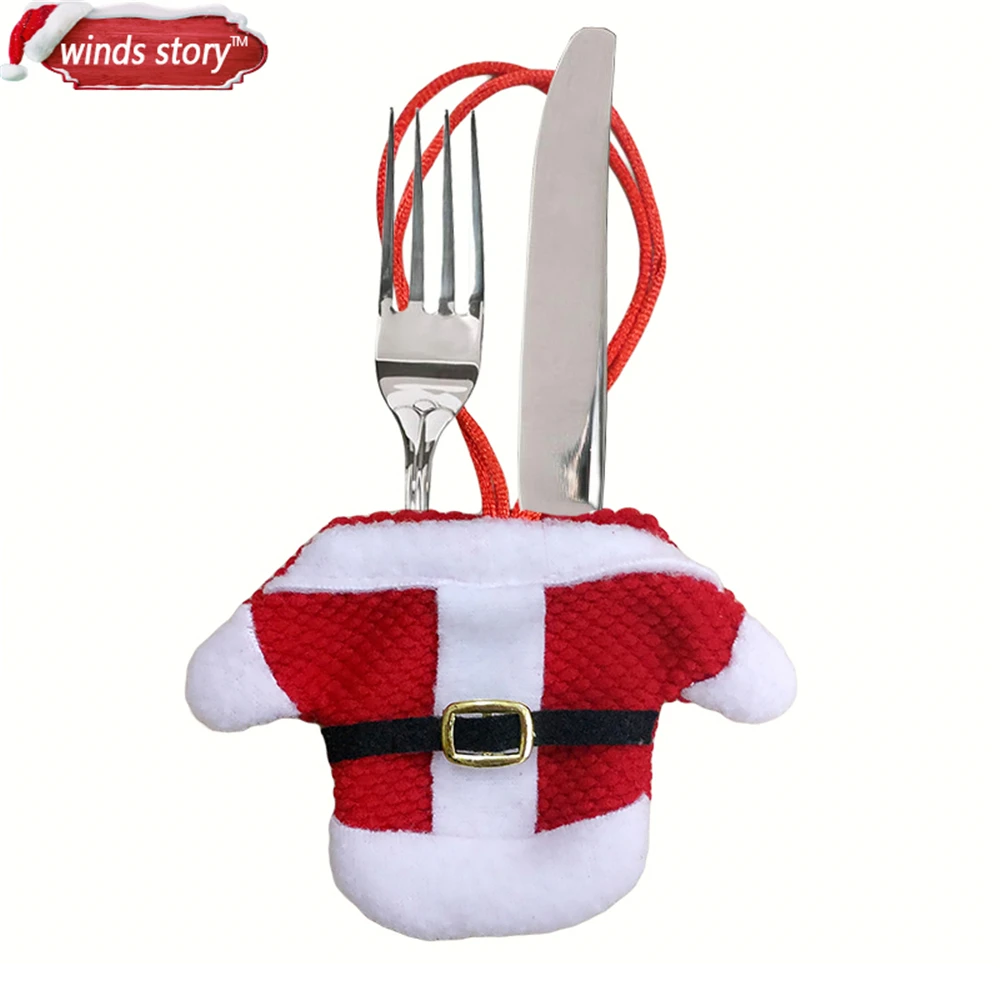 12 шт. костюм Санты Рождественский для папы столовые приборы держатель вилка